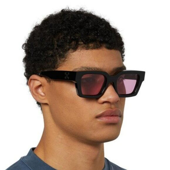 Off-White VIRGIL Sunglasses – Black Square Frame Pink Lense | Model OERI008 1030 - Picture 10 of 11